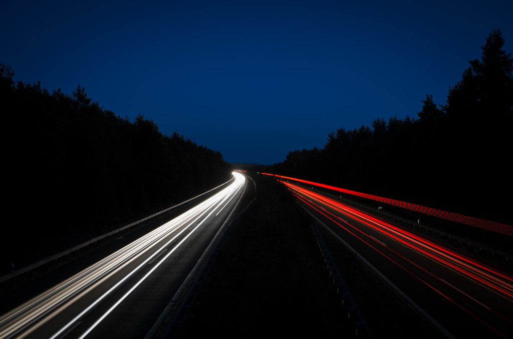 No Stars but Stripes Autobahn Night Nacht Time exposure Langzeitbelichtung Car Auto
