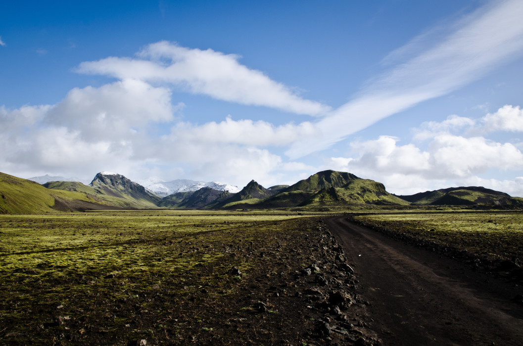 On the road Laugavegur Iceland Island
